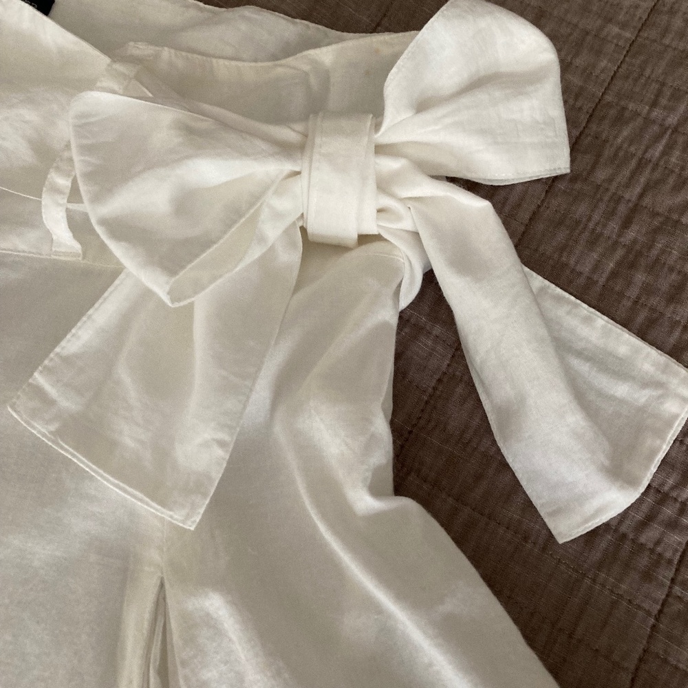 Boston Proper Pleated Cotton Eyelet Skirt w Bow NWT Size14